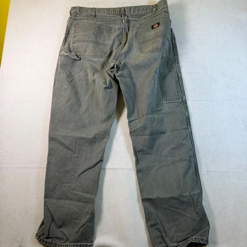 Dickies Mens Relaxed Fit Carpenter Pants Faded‎ Olive Green Duck Canvas 38x32
